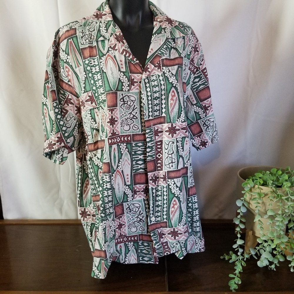 Vintage Nui Nalu Hawaiian Mens Button Shirt - L